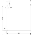 Lampa wisząca LED Halo 120, czarna, o wymiarach 1200 mm x 3000 mm. Zawieszona na cienkim przewodzie, z okrągłą podstawą o średnicy 60 mm. Moc 16W, regulacja temperatury barwowej CCT. Prosty, nowoczesny design.