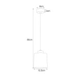 Lampa wisząca Luna z oprawą w kolorze czarnym i grafitowym, o wysokości 80 cm i średnicy klosza 12,5 cm. Posiada mocowanie sufitowe o średnicy 8 cm. Przeznaczona do żarówki E27. Prosty, nowoczesny design.