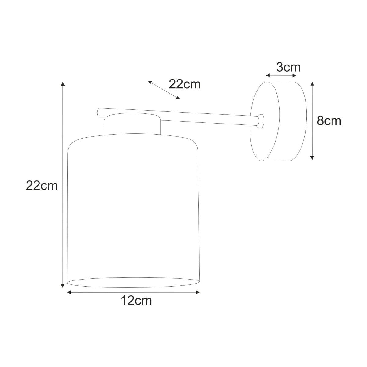 Luna kinkiet 1xE27 w kolorze czarnym i grafitowym, o wymiarach 22 cm wysokości i 12 cm średnicy klosza. Montowany na ścianie, z prostą, metalową konstrukcją oraz okrągłą podstawą o średnicy 8 cm.