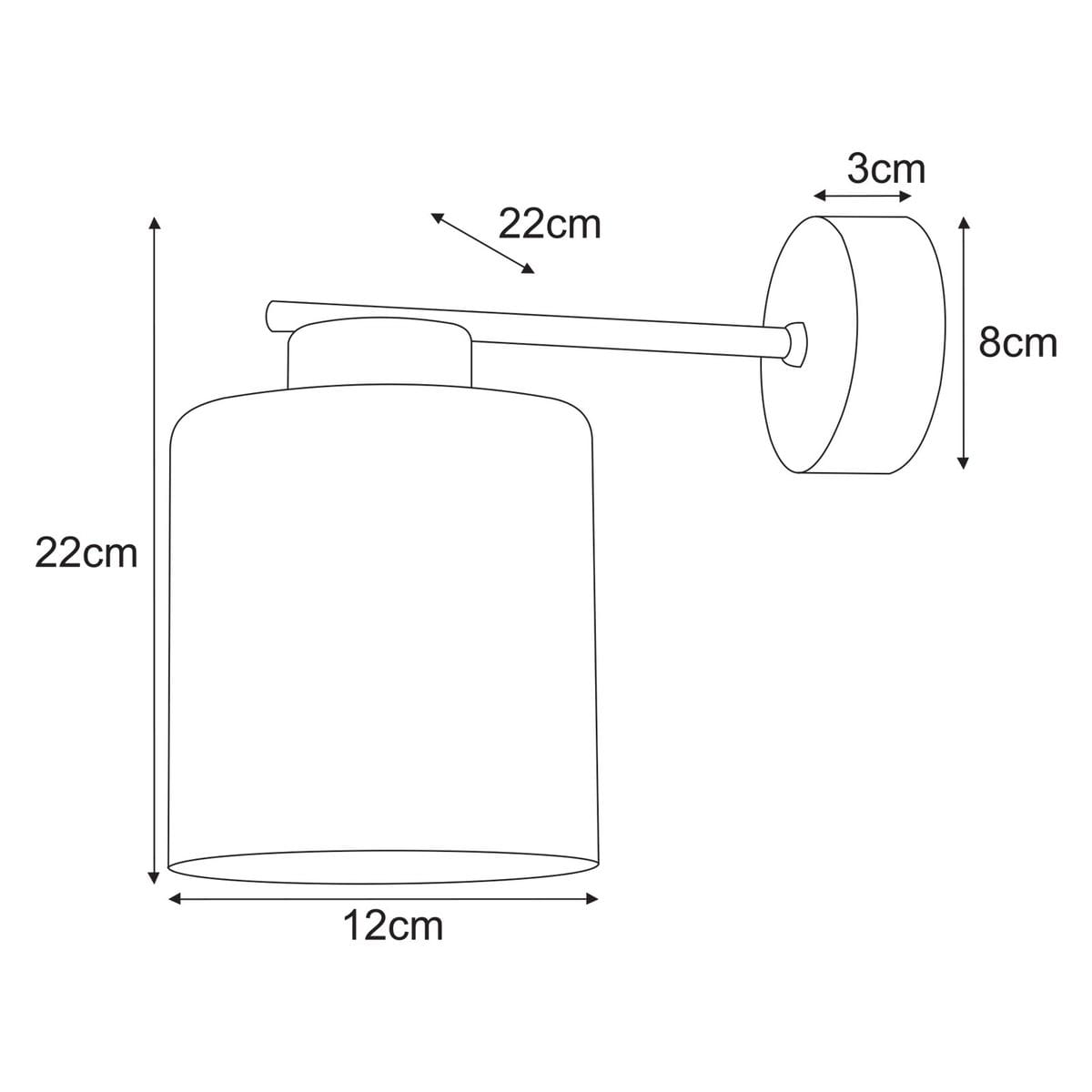 Beżowy kinkiet Vanes z bursztynowym kloszem, mocowany do ściany. Wymiary: wysokość 22 cm, szerokość 12 cm, głębokość 8 cm. Prosta, cylindryczna forma z metalowym uchwytem. Idealny do oświetlenia wnętrz.