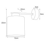 Beżowy kinkiet Vanes z bursztynowym kloszem, mocowany do ściany. Wymiary: wysokość 22 cm, szerokość 12 cm, głębokość 8 cm. Prosta, cylindryczna forma z metalowym uchwytem. Idealny do oświetlenia wnętrz.