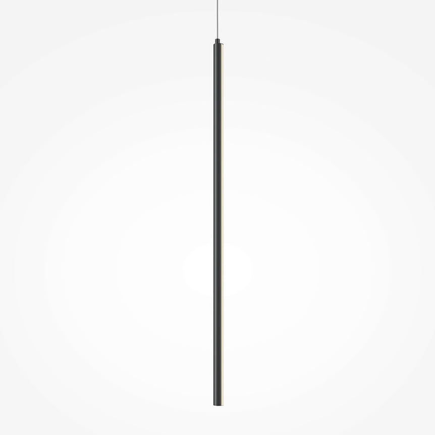 Lampa wisząca Halo H60, czarna, o prostokątnym kształcie, wykonana z metalu. Ujęcie frontalne, produkt zawieszony na cienkim przewodzie. Wbudowane oświetlenie LED o mocy 11W, z możliwością regulacji temperatury barwowej.
