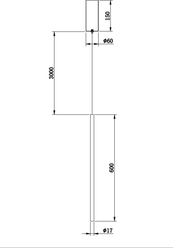 Lampa wisząca LED Halo H60 w kolorze mosiądzu, z długością 3000 mm i średnicą 60 mm. Posiada cienki, prosty kształt oraz oprawę o średnicy 17 mm. Idealna do nowoczesnych wnętrz.