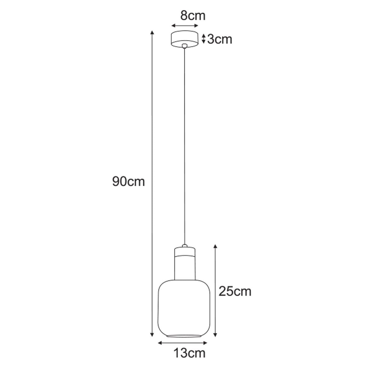 Lampa wisząca Denis z oprawą w kolorze czarnym i grafitowym, z pojedynczym gniazdem E27. Wymiary: wysokość 90 cm, szerokość klosza 13 cm, wysokość klosza 25 cm. Kształt prosty, cylindryczny, zawieszona na cienkim przewodzie.