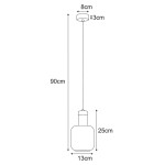 Lampa wisząca Denis z oprawą w kolorze czarnym i grafitowym, z pojedynczym gniazdem E27. Wymiary: wysokość 90 cm, szerokość klosza 13 cm, wysokość klosza 25 cm. Kształt prosty, cylindryczny, zawieszona na cienkim przewodzie.