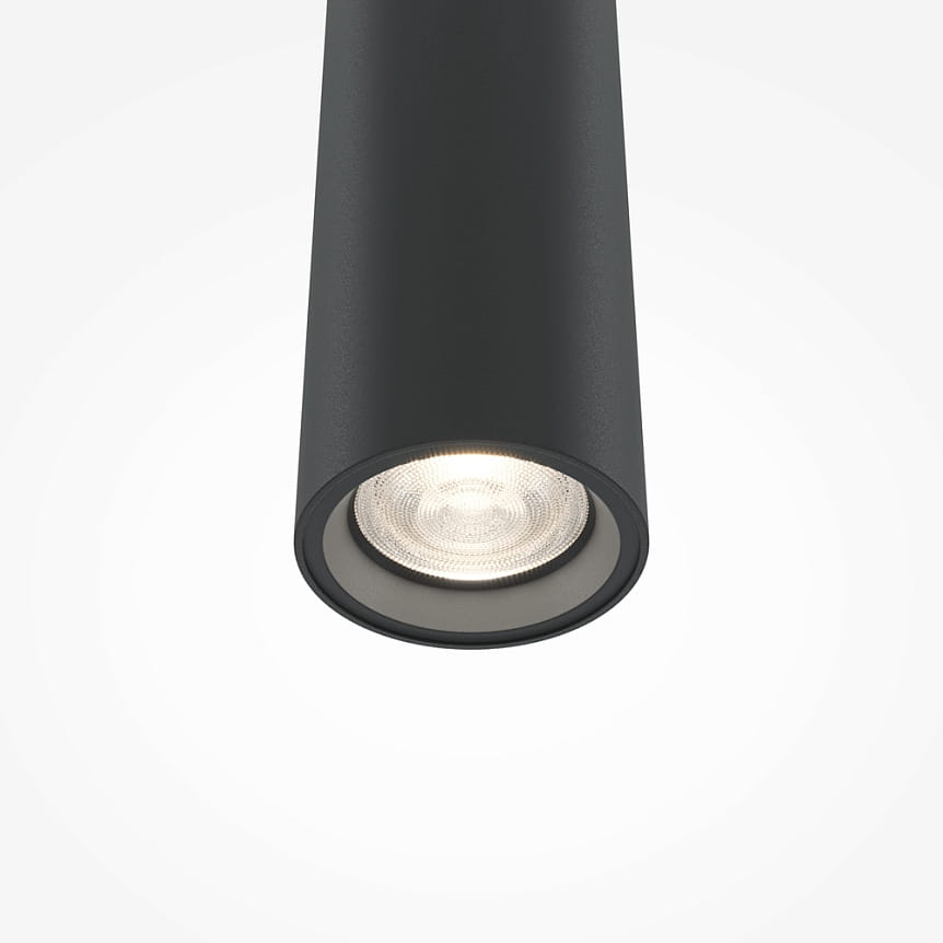 Lampa wisząca Pro Base LED o mocy 6W, kolor czarny, z okrągłym kloszem. Ujęcie z dołu, pokazujące źródło światła. Ciepła barwa 4000K, nowoczesny design, idealna do różnych wnętrz. Tło jasne, minimalistyczne.