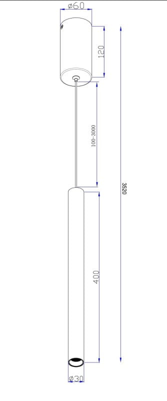 Lampa wisząca Pro Base LED o mocy 6W i barwie 4000K w kolorze czarnym. Cylindryczny kształt z metalowym kloszem, zawieszona na cienkim przewodzie. Wymiary: średnica klosza 6 cm, długość 52 cm. Idealna do nowoczesnych wnętrz.