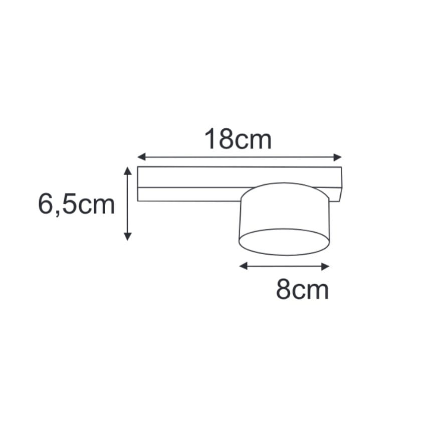 Cruz lampa sufitowa 1xGX53 w kolorze czarnym, o wymiarach 18 cm długości, 6,5 cm wysokości i 8 cm średnicy. Prosty, cylindryczny klosz zamontowany na prostokątnej podstawie. Idealna do nowoczesnych wnętrz.