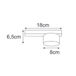 Cruz lampa sufitowa 1xGX53 w kolorze czarnym, o wymiarach 18 cm długości, 6,5 cm wysokości i 8 cm średnicy. Prosty, cylindryczny klosz zamontowany na prostokątnej podstawie. Idealna do nowoczesnych wnętrz.