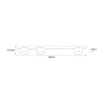 Lampa sufitowa Cruz 3xGX53 w kolorze czarnym. Prosta konstrukcja o długości 64 cm, wysokości 6,5 cm i szerokości 8 cm. Trzy okrągłe oprawy na żarówki umieszczone na prostokątnej podstawie.