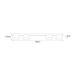 Cruz lampa sufitowa w kolorze czarnym z czterema oprawami na żarówki GX53. Wymiary: długość 64 cm, wysokość 8 cm, szerokość 6,5 cm. Prosta konstrukcja z okrągłymi kloszami, montowana na suficie.