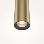 Lampa wisząca LED Pro Base, złota, o cylindrycznym kształcie. Widoczny detal źródła światła w środku, otoczony czarnym pierścieniem. Jasność 4000K, moc 6W. Ujęcie z dołu, na jednolitym tle.
