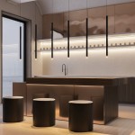Lampa wisząca LED Pro Extra o mocy 6W i barwie światła 4000K, w kolorze białym, zawieszona nad wyspą kuchenną. W tle widoczna nowoczesna kuchnia z minimalistycznymi czarnymi stołkami. Kąt ujęcia frontalny.