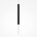Lampa wisząca LED Pro Shade w kolorze czarnym, o cylindrycznym kształcie, z białą dolną częścią. Zawieszona na cienkim kablu, emituje światło o temperaturze 4000K i mocy 6W. Tło białe, minimalistyczne.