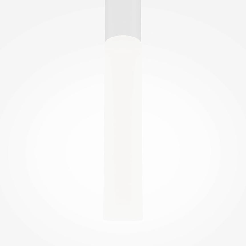 Lampa wisząca LED Pro Shade, biała, o mocy 6W i temperaturze barwowej 4000K. Cylindryczny kształt z matowym wykończeniem, zawieszona w pionie na prostym mocowaniu. Tło jasne, minimalistyczne.