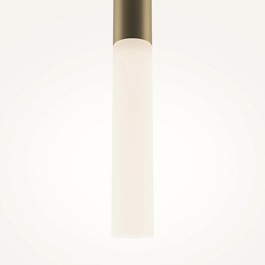 Lampa wisząca LED Pro Shade w kolorze złotym z białym kloszem, o cylindrycznym kształcie. Ujęcie frontalne, lampa zawieszona, emituje światło o temperaturze barwowej 4000K. Prosta, nowoczesna konstrukcja, idealna do wnętrz.