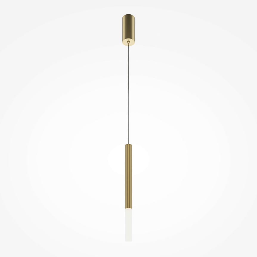 Lampa wisząca Pro Shade LED o mocy 6W i barwie światła 4000K w złotym wykończeniu. Posiada cylindryczny, metalowy korpus oraz przezroczysty, szklany klosz. Zawieszona na cienkim przewodzie, prezentuje nowoczesny design na białym tle.