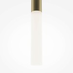 Lampa wisząca Pro Shade LED o mocy 6W i barwie światła 4000K, z metalowym złotym kloszem u góry oraz cylindrycznym, matowym białym szkłem. Ujęcie frontalne, produkt zawieszony na prostym tle.