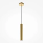 Lampa wisząca Pro Focus w kolorze mosiądzu z pojedynczym źródłem światła GU10. Cylindryczny kształt, zawieszona na czarnym przewodzie, montowana do sufitu. Minimalistyczny design, idealna do nowoczesnych wnętrz.