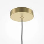 Lampa wisząca Pro Focus z mocowaniem 1xGU10, z okrągłym, złotym stelażem. Widoczny czarny kabel zawieszenia. Produkt prezentowany z dołu, na jednolitym tle, co podkreśla jego kolor i kształt.