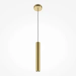 Lampa wisząca Pro Focus w kolorze złotym, z pojedynczym źródłem światła GU10, o cylindrycznym kształcie. Zawieszona na czarnym przewodzie, montowana do sufitu. Minimalistyczny design, idealna do nowoczesnych wnętrz.