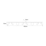 Lampa sufitowa Andi w kolorze białym, o wymiarach 160 cm x 14 cm x 12 cm, z miejscami na 6 żarówek GU10 i 2 G9. Posiada prostokątną podstawę oraz okrągłe elementy mocujące, montowana na suficie.