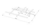 Lampa sufitowa LED Radiance MOD278CL-L50G3K o mocy 50W, kolor złoty. Wymiary: 850 mm długości, 600 mm szerokości. Konstrukcja składająca się z poziomych i pionowych metalowych prętów, w prostokątnej formie. Temperatura barwowa 3000K.