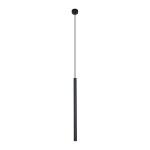 Lampa wisząca Gelato 1xG9 w kolorze czarnym, o cylindrycznym kształcie. Zawieszona na cienkim kablu, z prostym, minimalistycznym designem. Widoczny uchwyt montażowy przy suficie. Tło jasne, jednolite.