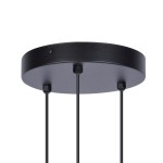 Czarna lampa wisząca Gelato K-4862 z trzema mocowaniami G9. Widok z dołu na okrągłą podstawę z metalicznym wykończeniem i trzema przewodami. Prosta, nowoczesna forma, idealna do wnętrz.