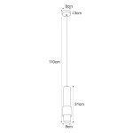 Lampa wisząca Roto w kolorze czarnym, z pojedynczym źródłem światła GU10. Wysokość 110 cm, średnica klosza 8 cm, długość klosza 31 cm. Prosty, nowoczesny design, idealna do wnętrz. Montaż sufitowy.