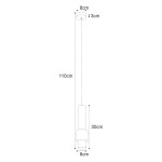 Czarna lampa wisząca Nikos z oprawą na 1 żarówkę GU10, o wysokości 110 cm i średnicy 8 cm. Prosta, cylindryczna konstrukcja z podwieszeniem, idealna do nowoczesnych wnętrz. Wysokość klosza wynosi 30 cm.
