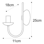 Kinkiet świecznikowy Haris 1xE14 w kolorze czarnym, o wysokości 25 cm, szerokości 11 cm i głębokości 18 cm. Posiada okrągłą podstawę oraz miejsce na świecę, projekt w minimalistycznym stylu.