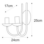 Haris kinkiet świecznikowy 2xE14 w kolorze czarnym. Z dwoma miejscami na żarówki w kształcie cylindrycznym. Wymiary: wysokość 25 cm, szerokość 24 cm, głębokość 17 cm. Prosty design, idealny do nowoczesnych wnętrz.