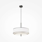 Lampa wisząca Bergamo 5xE27 w kolorze białym i czarnym, okrągła, z dwoma warstwami klosza. Zawieszona na cienkim, czarnym przewodzie. Prosty design, idealna do nowoczesnych wnętrz. Tło białe, podkreślające elegancję lampy.
