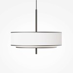 Lampa wisząca Bergamo 5xE27 w kolorze białym i czarnym, o okrągłym kształcie. Posiada dwa pierścienie, zewnętrzny biały i wewnętrzny czarny, zamontowana na cienkim, prostym zawieszeniu. Idealna do nowoczesnych wnętrz.