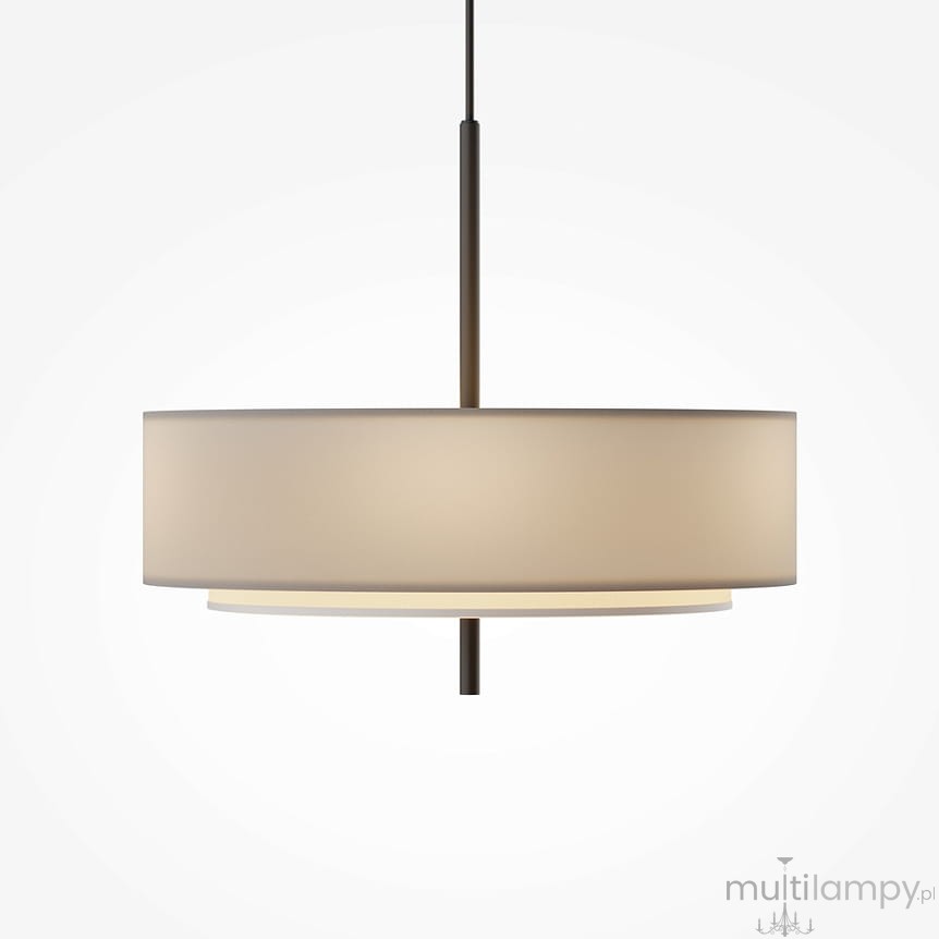 Lampa wisząca Bergamo w kolorze szarym i białym, z okrągłym kloszem, zawieszona na cienkim stelażu. Wyposażona w pięć opraw E27, idealna do nowoczesnych wnętrz. Klosz z matowego materiału, w prostym designie, wisi w pionie.