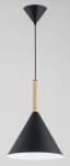 Fuks lampa wisząca 1xE27 czarna-drewno 61471