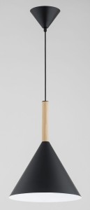 Fuks lampa wisząca 1xE27 czarna-drewno 61471
