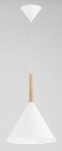 Fuks lampa wisząca 1xE27 biała-drewno 61475