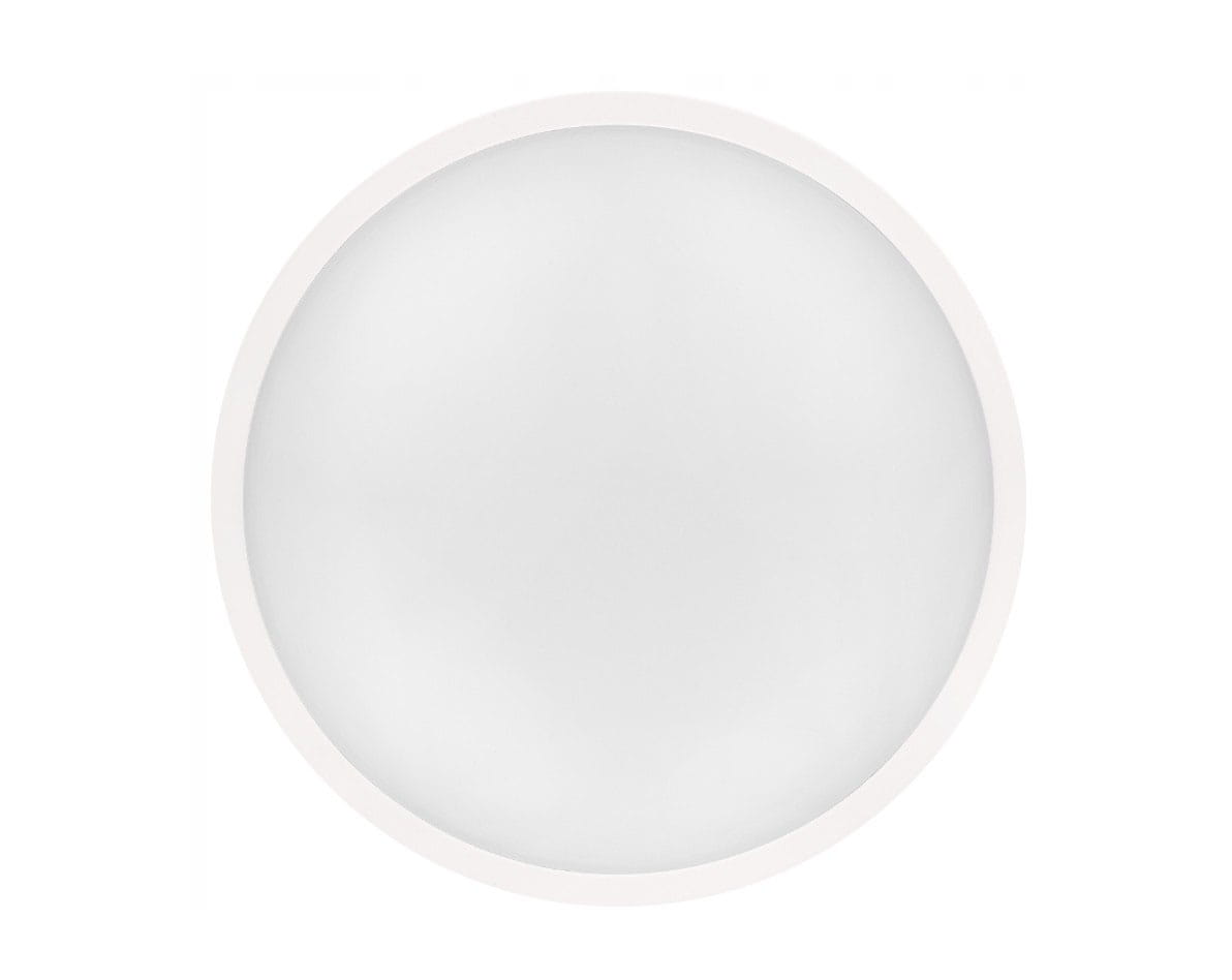 Plafon LED Luvo o średnicy 25,5 cm, mocy 12W i barwie światła 4000K. Biała, okrągła obudowa z matowym kloszem, zamontowany na płasko. Ochrona IP44, idealny do wnętrz oraz miejsc narażonych na wilgoć.