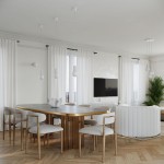 Lampa wisząca Halo 3xG9 w kolorze białym, zawieszona na długich linkach. Prosta, okrągła forma z trzema źródłami światła. W tle nowoczesna aranżacja wnętrza z okrągłym stołem i jasnymi zasłonami.