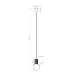 Lampa wisząca Halo w kolorze czarnym, z jednym źródłem światła G9. Posiada prostą, minimalistyczną konstrukcję z okrągłym kloszem o średnicy 12 cm i prostokątnym mocowaniem. Długość całkowita wynosi 120 cm.