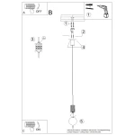 Czarna lampa wisząca Halo 1xG9 z metalowym kloszem i długim, prostym przewodem. Montaż na suficie, z widocznymi elementami instalacyjnymi. Prosty design, idealna do nowoczesnych wnętrz.