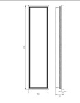 Kinkiet LED Orign o mocy 55W i temperaturze barwowej 3000K, w kolorze czarnym. Prostokątny kształt, wąski profil o wymiarach 609x150x21 mm. Widok z przodu oraz z boku, ukazujący minimalistyczny design i płaską konstrukcję.