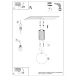 Lampa sufitowa Halo 1xG9 IP44 w kolorze zielonej oliwki, o cylindrycznym kształcie, z metalowym kloszem. Ujęcie frontalne, montażowy detal z instrukcją. Produkt przeznaczony do użytku wewnętrznego oraz zewnętrznego.