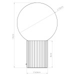 Lampa stołowa Halo w kolorze oliwkowej zieleni, z okrągłym kloszem o średnicy 12 cm i cylindryczną podstawą z pionowymi żłobieniami. Wysokość całkowita 19 cm, wysokość podstawy 8 cm, średnica podstawy 6,5 cm.