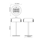 Lampa stołowa solarna LED Bluet, czarna, o mocy 2,5W i temperaturze barwowej 3000K. Kształt cylindryczny z okrągłą podstawą, wymiary: 262 mm wysokości, 110 mm średnicy podstawy. Ochrona IP44, idealna do użytku na zewnątrz.