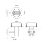 Kinkiet solarny LED 2,5W w kolorze czarnym, z okrągłą głowicą i panelem słonecznym, o wymiarach 151,4 mm wysokości i 106 mm średnicy. Posiada klasę szczelności IP44, przeznaczony do montażu na ścianie. Wydaje ciepłe światło 3000K.