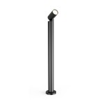 Czarna lampa ogrodowa Nocturne z jednym gniazdem GU10, o stopniu ochrony IP65. Stojąca konstrukcja z prostym, cylindrycznym korpusem oraz ruchomą głowicą, umożliwiającą kierowanie światła. Idealna do oświetlenia przestrzeni na zewnątrz.