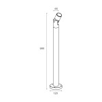 Lampa ogrodowa Nocturne w kolorze czarnym, z gniazdem 1xGU10, o wysokości 990 mm i średnicy podstawy 120 mm. Uchwyt lampy jest ruchomy, co pozwala na regulację kierunku światła. Klasa szczelności IP65 zapewnia odporność na warunki atmosferyczne.